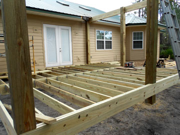 Outdoors Deck Patio Gazebo And Wood Fencing Construction For